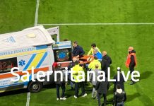 Salernitana Crotone 10.11.2025 un pensiero a Luca Villa per il suo infortunio ad inizio gara a causa di uno scontro di gioco Rimettiti presto Luca!!!